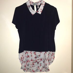 Elle collared short sleeve blouse size S